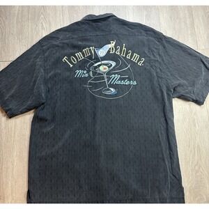 TOMMY BAHAMA Men's‎ Vintage Shirt Silk Embroidered 19th Hole Drink Mix Masters L